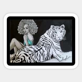 Beautiful and Strong Tiger Lady Sticker